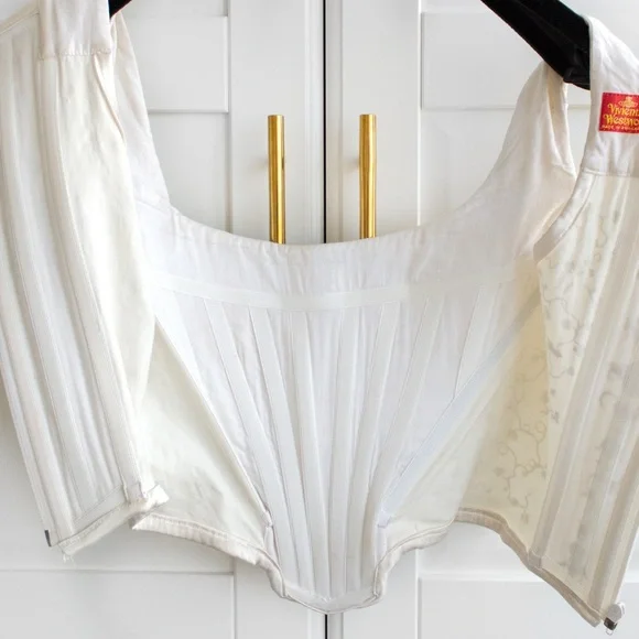 Iconic Vivienne Westwood Vintage F/W 1991 White Gold Boulle Satin 90s Corset Top - Picture 14 of 16